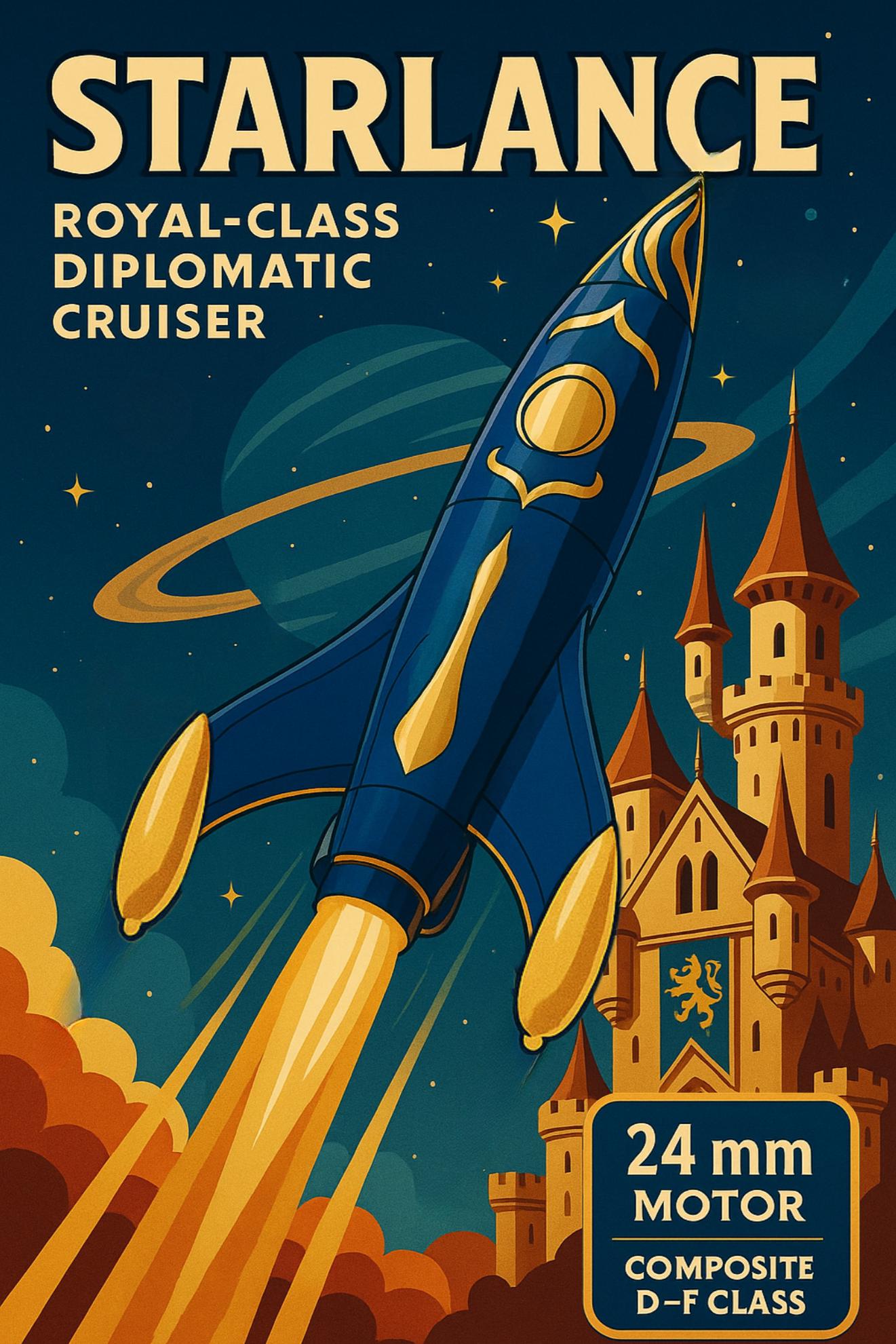 Starlance Model Rocket Kit: Retro Royal Design - Skill Level 3